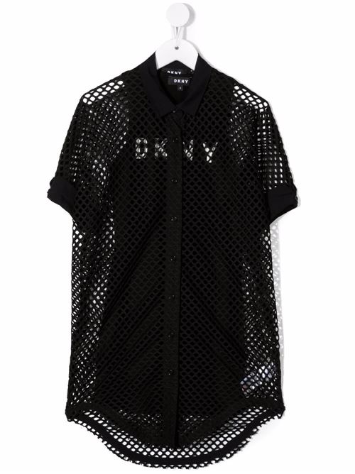T-shirt a rete bambina con canotta interna DKNY KIDS | D3283209BT